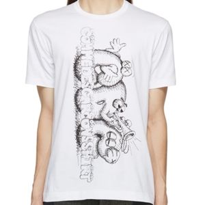 CDG x white KAWS logo Tee NWT